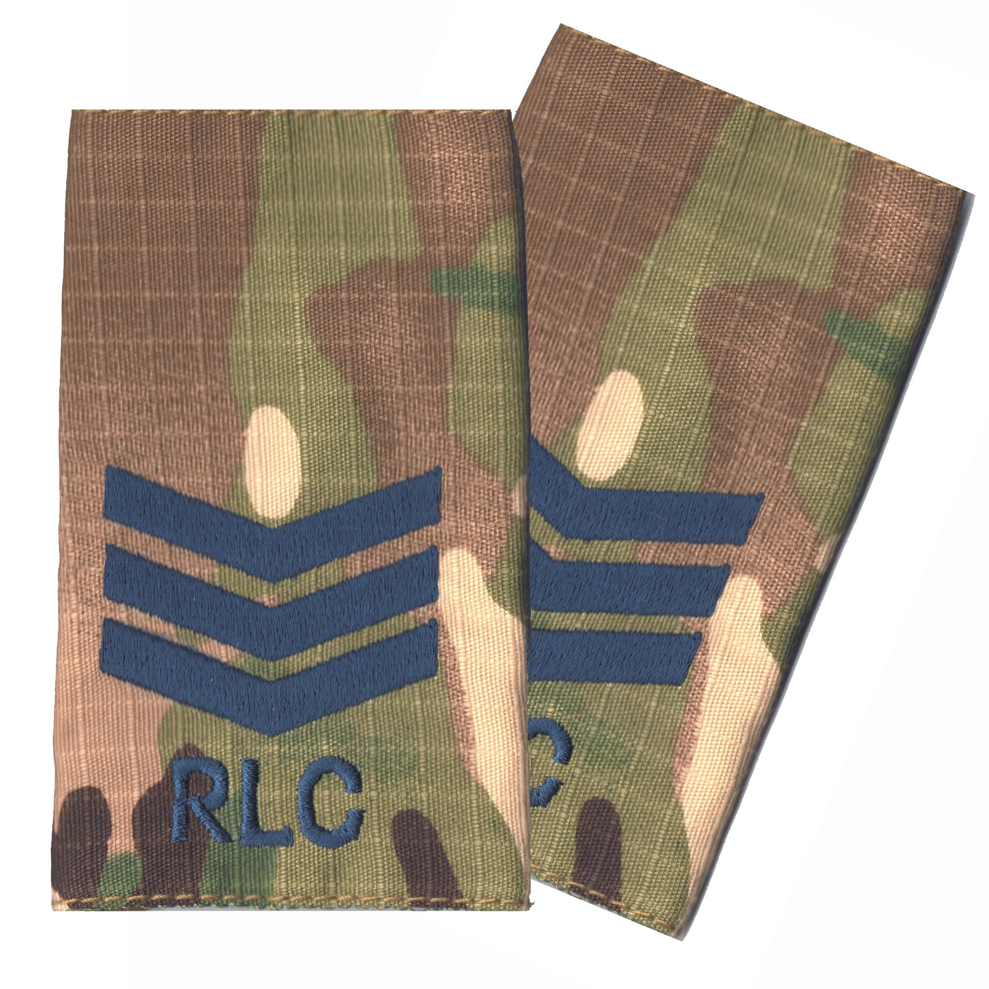 Pair RLC Blue on Multicam/MTP Match Sergeant Rank Slides/Epaulettes