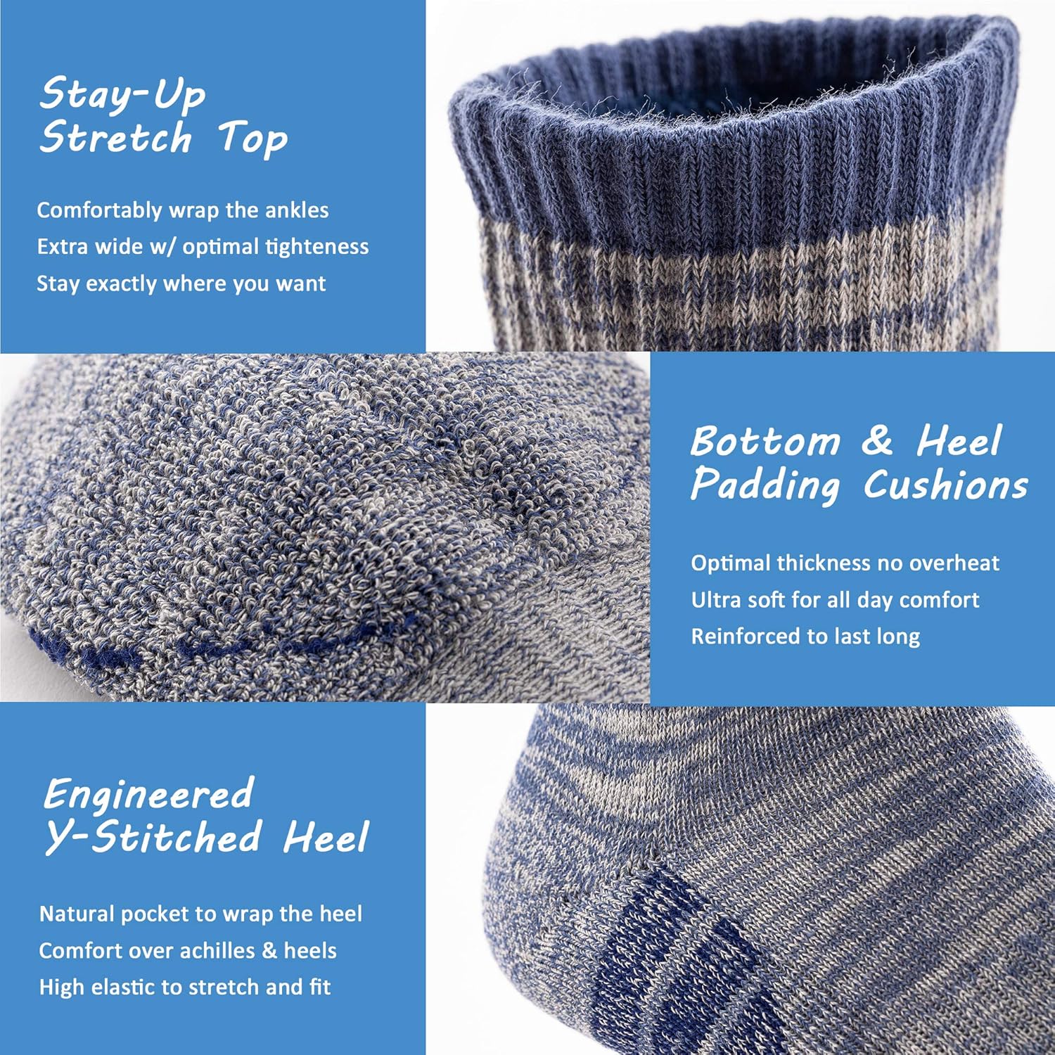 u&i Men's Performance Cushion Cotton Athletic Quarter Crew Socks (4-Pack/8-Pack) - Image 4