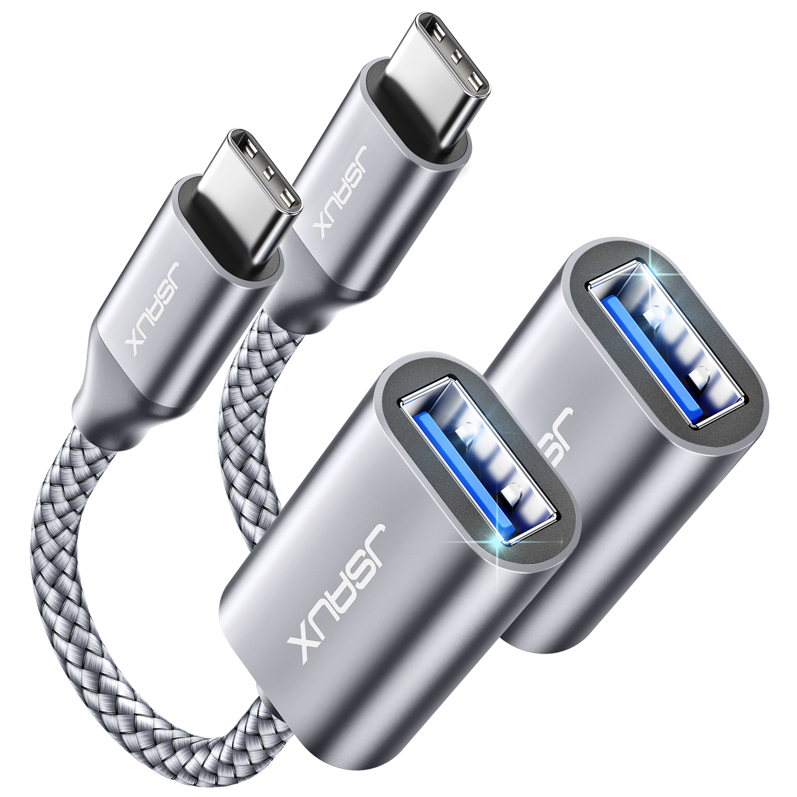 leizhan Adattatore USB 3.0/3.1 a Tipo C, USB Maschio a USB-C Maschio OTG Disponibile per la Ricarica Rapida e il Trasferimento Dati (2 Pack