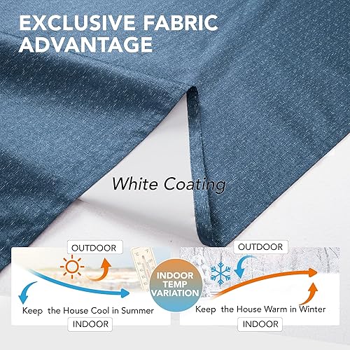 Miniatura 6 de Deconovo Cortinas 100% opacas de 84 pulgadas de largo, cortinas opacas con ojales, oscurecimiento de la habitación, cortinas azules ligeras para