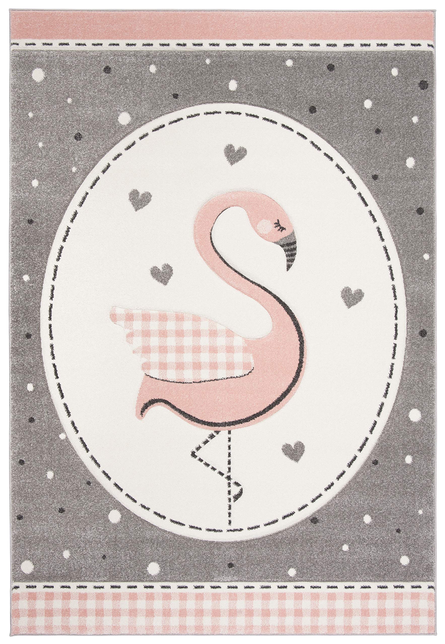 Safavieh Carousel Kids Area Rug - 8x10 Foot Pink & Ivory Animal Design For Playroom & Bedroom