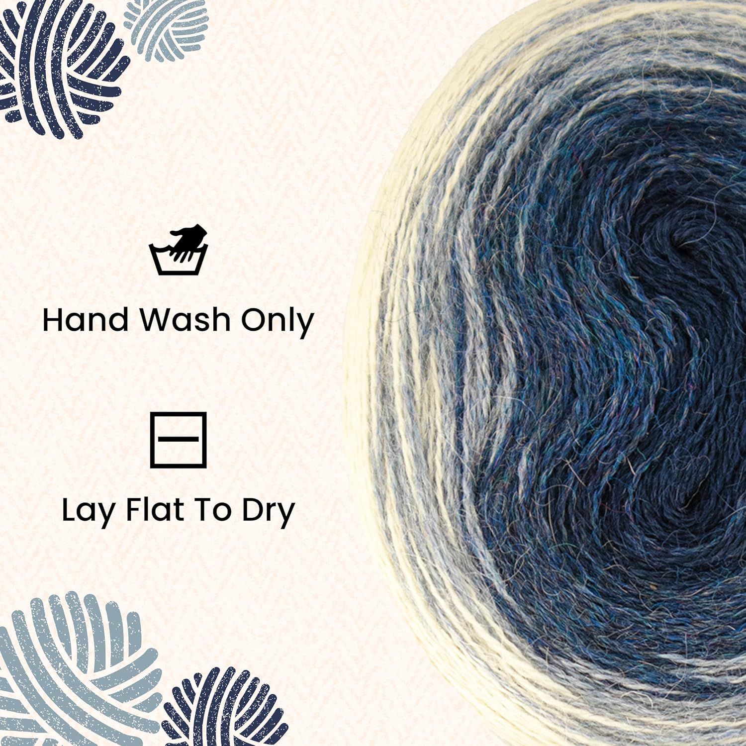 HiKoo Concentric Yarn Cake, 100% Baby Alpaca Wool Gradient Yarn for Knitting, Crocheting, and Crafts, 437 Yards, (#1029 - Shades of Blue)