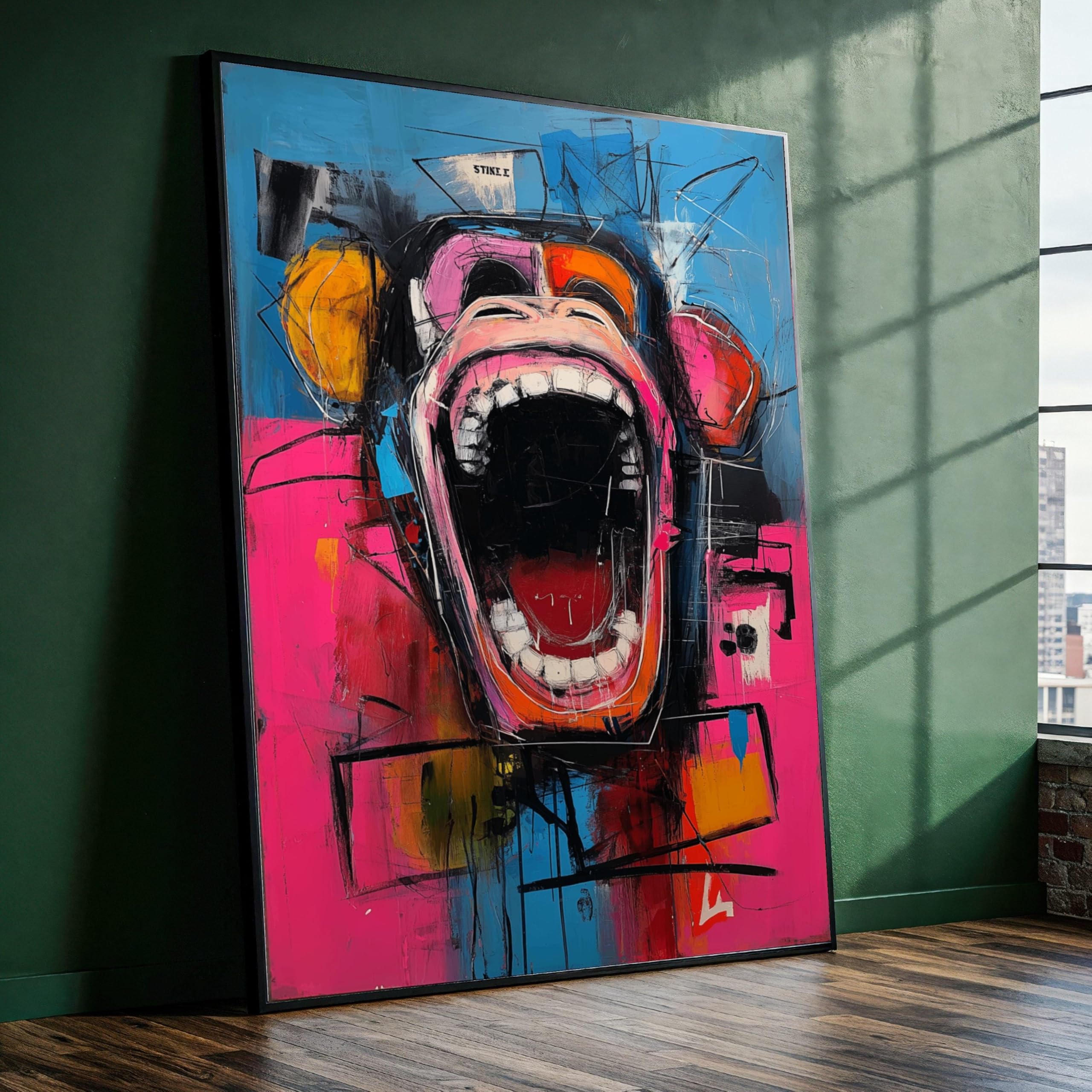 XBTYKPB Abstract Monkey Canvas Wall Art, Canvas Art Style, Contemporary Animal Painting, Colorful Home Décor, Ready To Hang(80x120cm/Frameless)