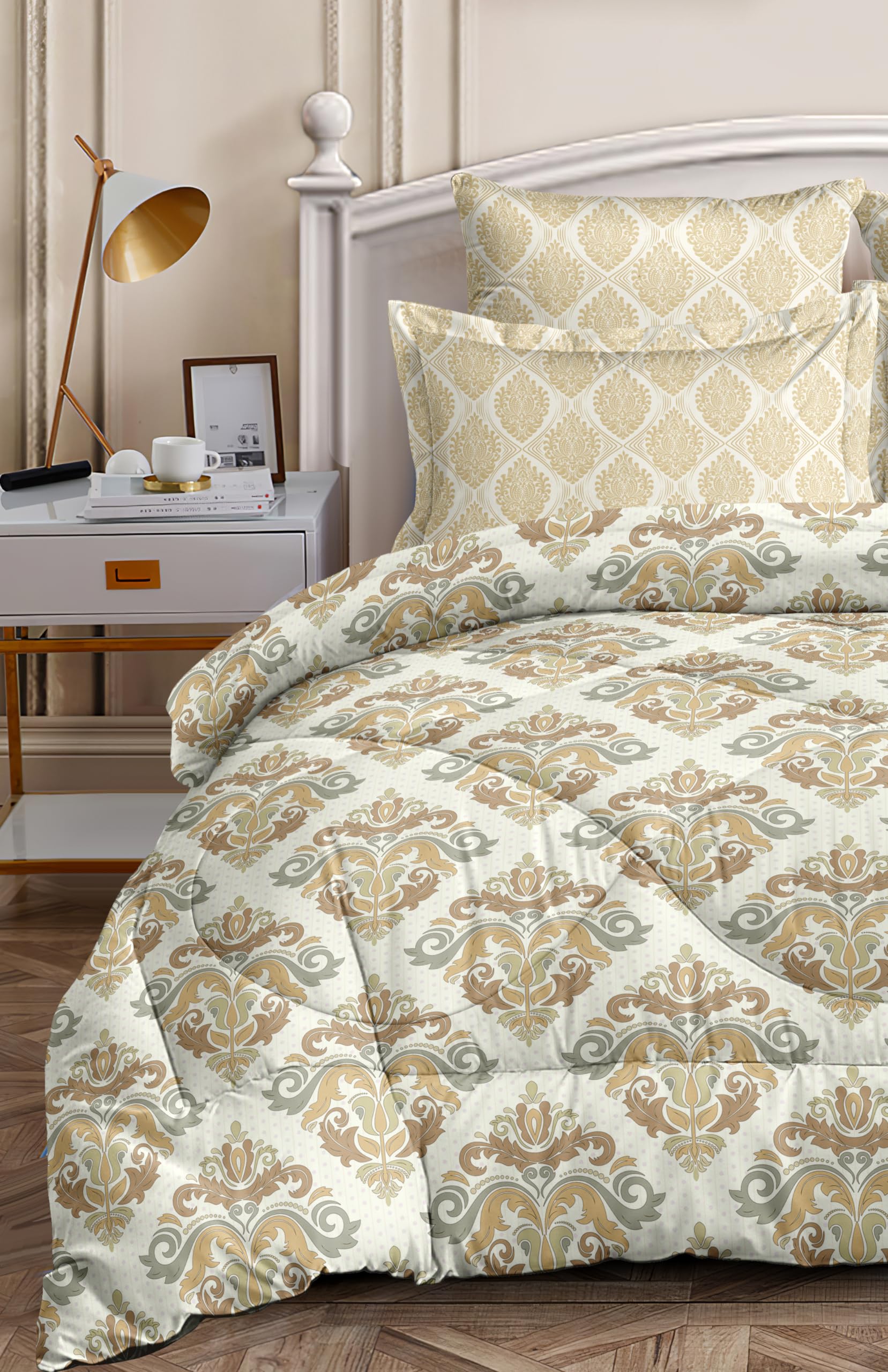 TIB Glace Cotton Geometric Duvet Cover Single Bed | Quilt Cover | Blanket Cover | 140 GSM, 60x90, Abstract Beige-image-8