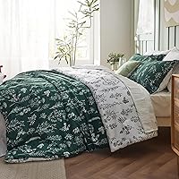 Vista 123 de Bedsure Juego de edredón de tamaño Queen, color lavanda, lindo, floral, regalo para mujer, 3 piezas, 1 suave edredón reversible con flores y 2