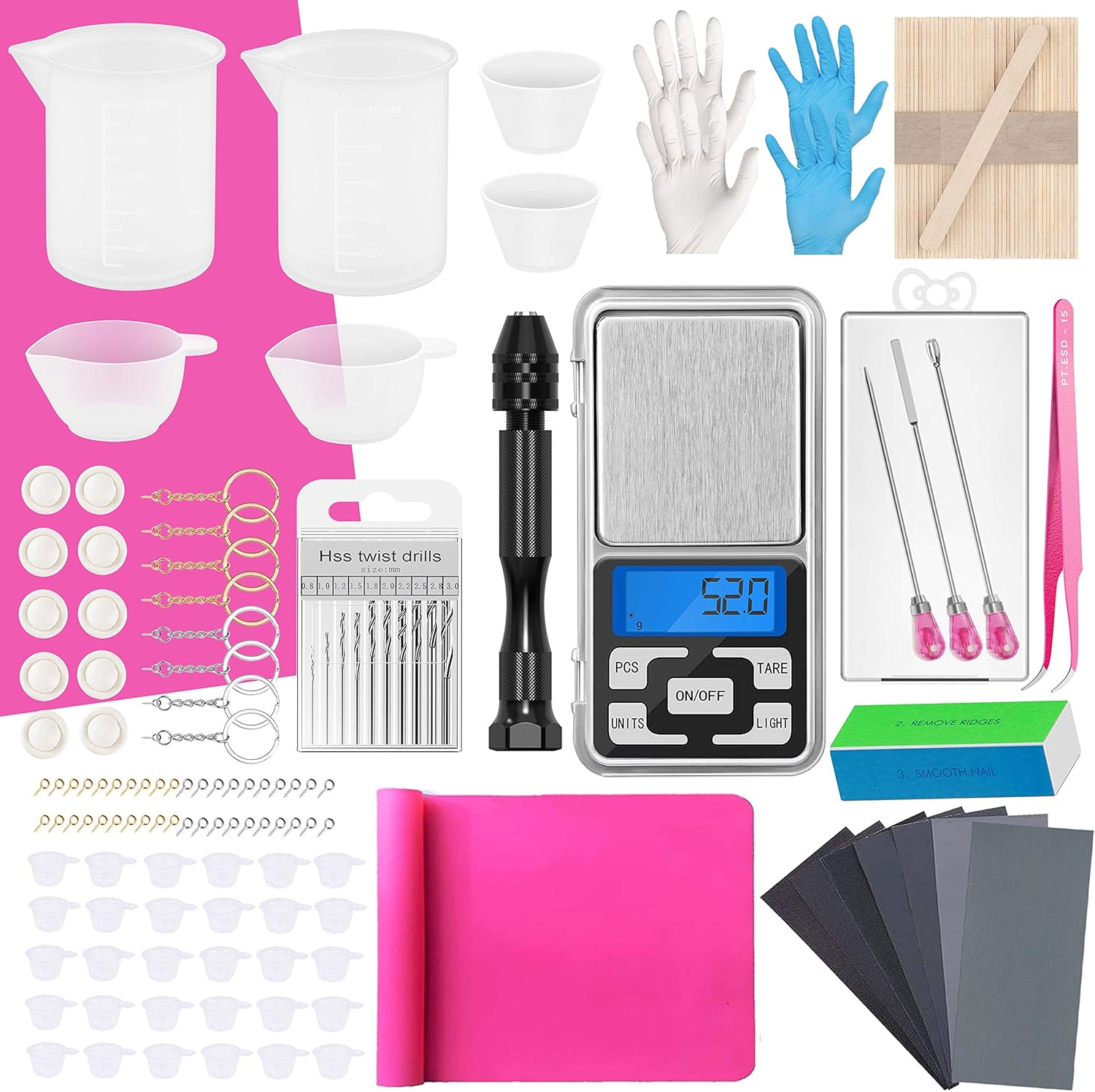 JILLSKY Silicone Resin Measuring Cups Tool Kit Epoxy