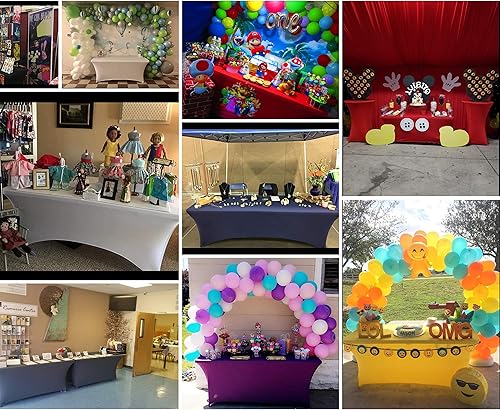 Miniatura 6 de Mantel de elastano, ajustable, resistente a las arrugas, lavable, elástico, rectangular, para banquetes, bodas, fiestas, cocina (6 pies, negro)