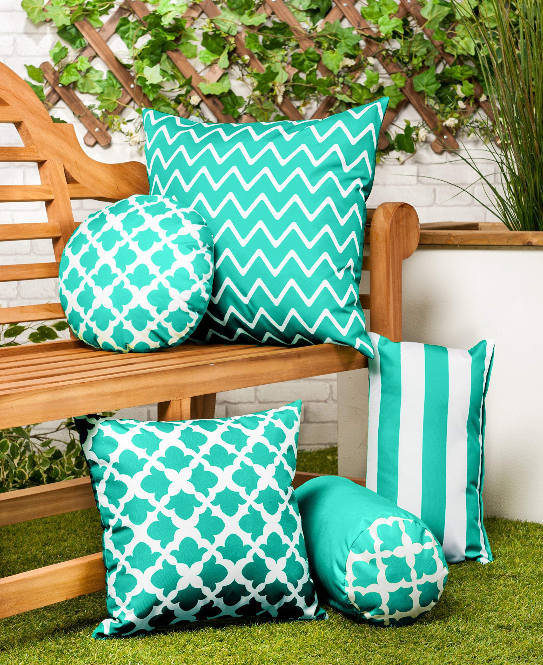 Gardenista Cuscino decorativo per esterni, resistente all'acqua, per interni e giardino, con stampa, morbido e confortevole, imbottito in fibra cava, durevole e facile da pulire (verde, 60 x 60 cm)