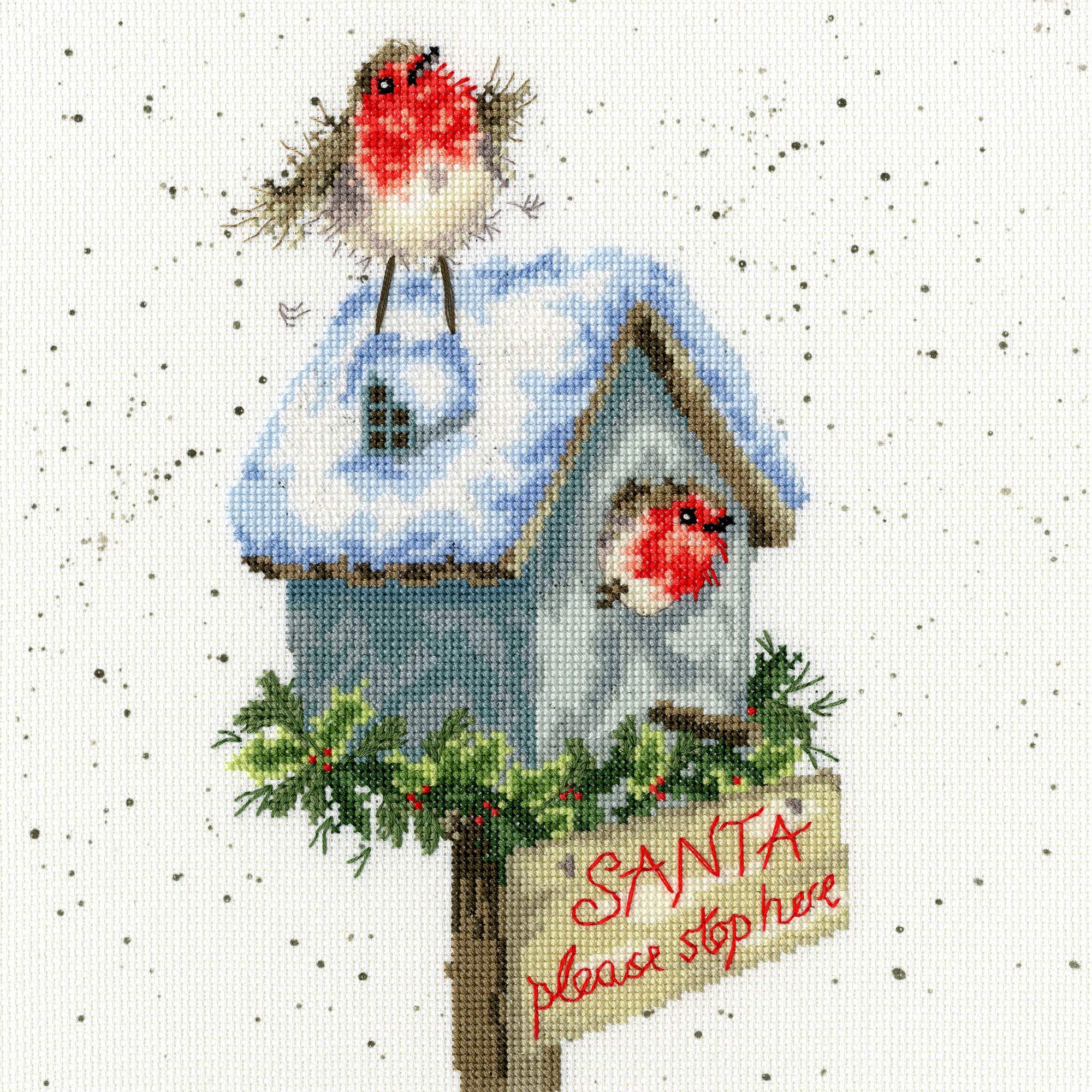 Bothy Threads Santa Please Stay Here Cross Stitch Kit