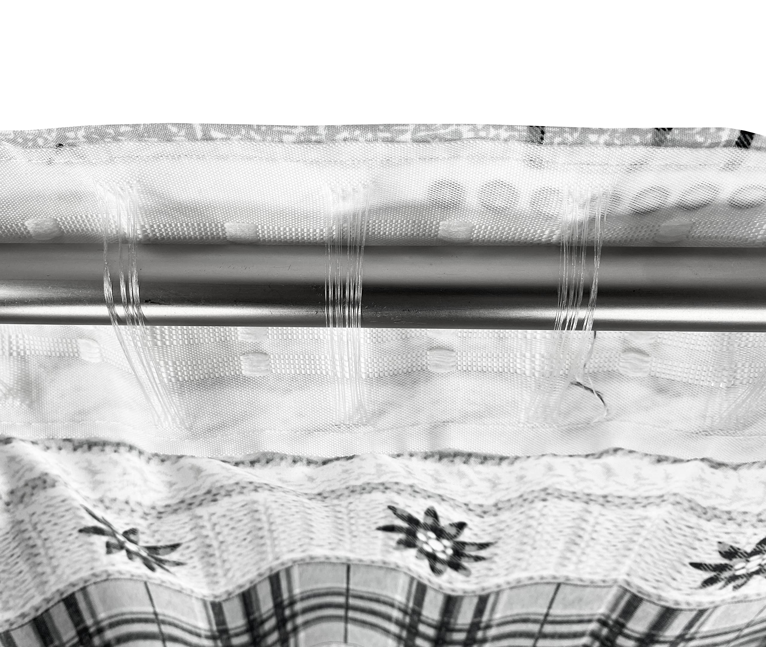 Tenda Stile Montanaro Tirolese Made Italy - 180x280 Cm, Rosso - Per Bastoni E Binari, Semitrasparente - Foto 2