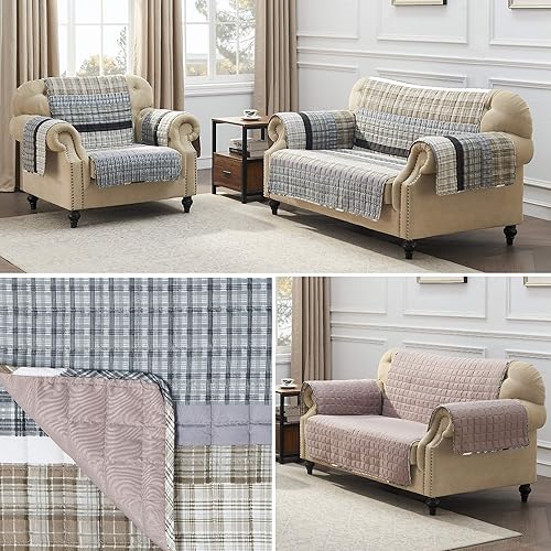 Miniatura 7 de Barefoot Bungalow Gold Rush - Funda para sofá biplaza, color gris