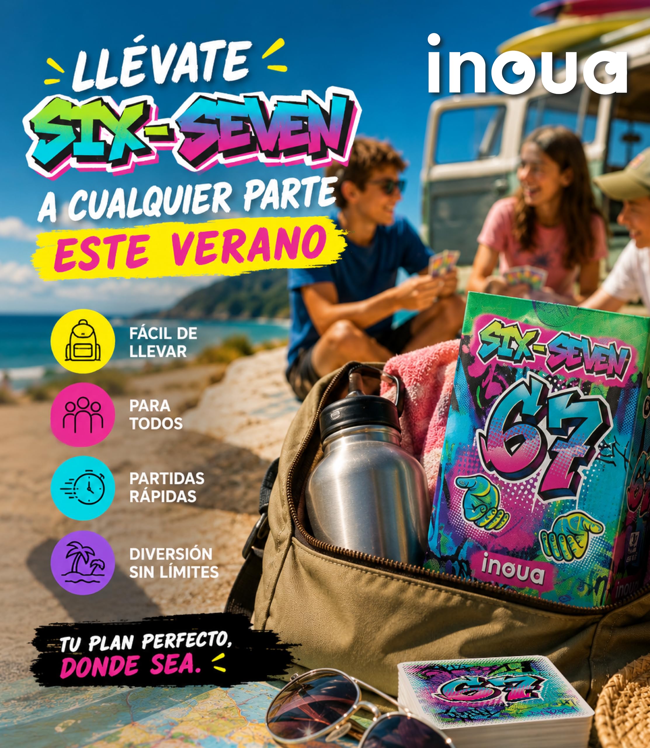 Juego de cartas rápido de reflejos 6-7 | Juego familiar infantil de velocidad y atención | Partidas de 6-7 minutos | 2-7 jugadores | Juego portátil divertido para niños y adultos | Idiomas ES-EN-FR-PT