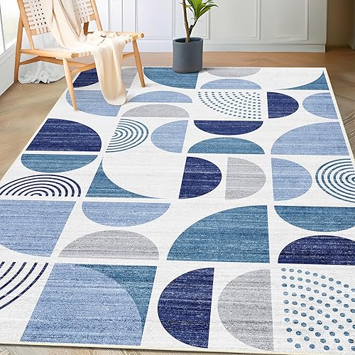 Miniatura 52 de MUJOO Alfombra Bohemia Lavable, Alfombras de Área de 4x6.5 pies para Dormitorio Sala de Estar Mesita de Noche Oficina, Alfombra de Piso Orage y