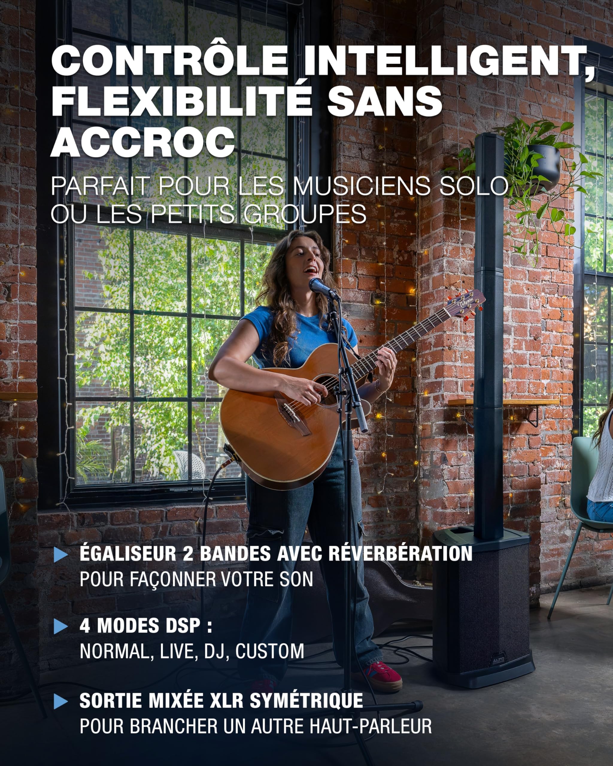 ALTO TS108C Ensemble Portable de Haut-parleurs Actifs 600 Watts avec mixeur numérique 3 canaux, Bluetooth et App de Commande, pour Musiciens Solo, DJ et salles de Spectacle