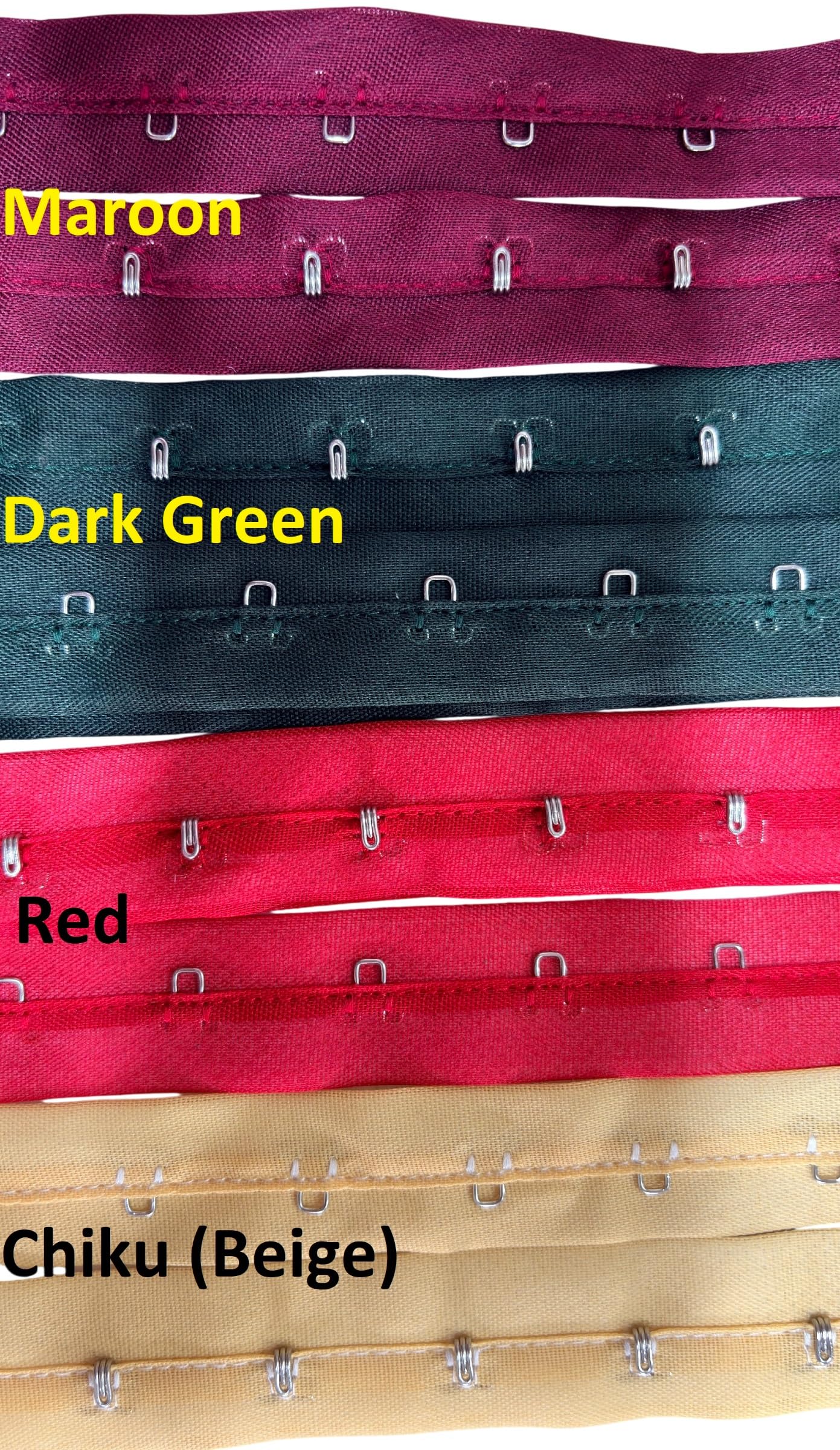 Hook Eye Readymade Blouse 1.Meter per Colors Hooks Patti Hook and Eye Patti for Stitching Blouses and Skirts 4.Colours, .(1 Meter Each) Indo Cotton,Hook Steel.-image-15