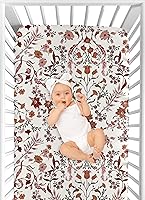 Vista 4 de Sweet Jojo Designs Marfil y naranja Boho Vintage Floral Girl Baby Sábana bajera para cuna para bebé, recién nacido, cuarto de bebé, cama de niño