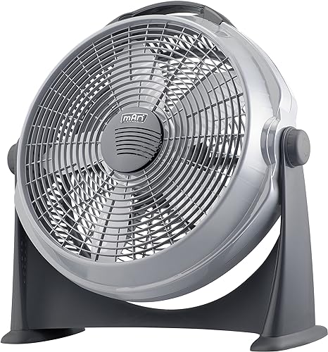 MAN 20-Inch Floor Fan, Gray and Black, High-Velocity Air Circulator, Adjustable Tilt, Indoor Cooling