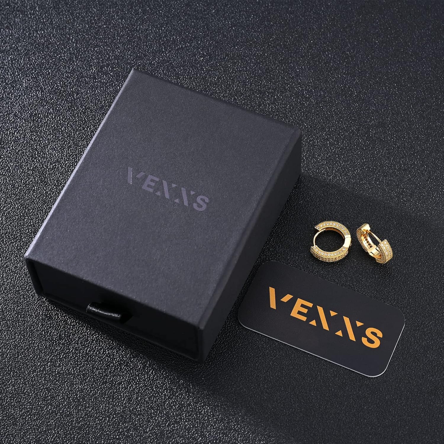 VEXXS Diamond Hoop Earrings for Men, 14K Gold Plated Iced Out Dangle Hoops Earrings Micro Pave 5A CZ Stones Dangle Earrings, Hypoallergenic Earrings for Men Hip Pop Earrings Street wear - Image 6