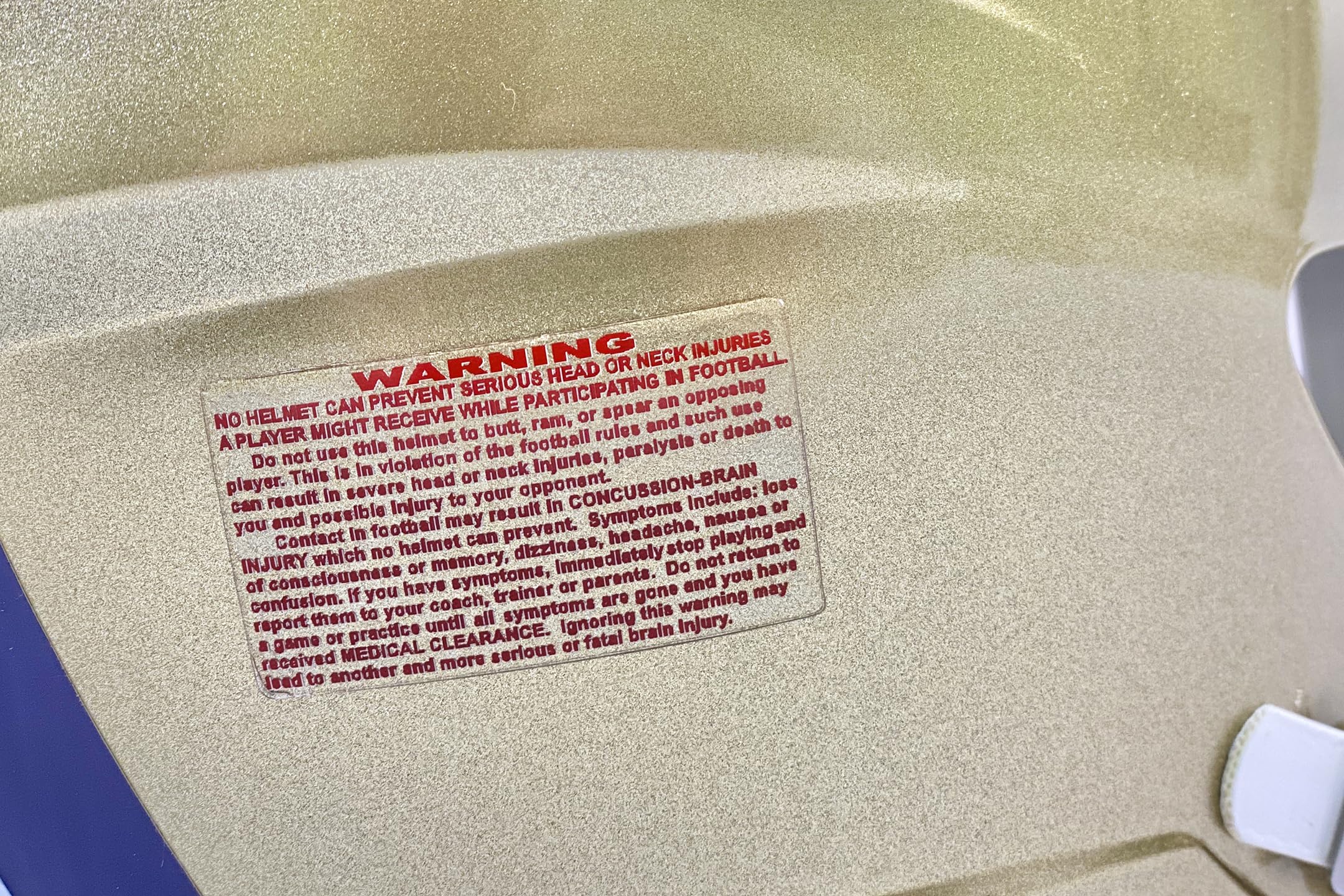 Warning Label Decal for Football Helmets (Scarlet/Red)