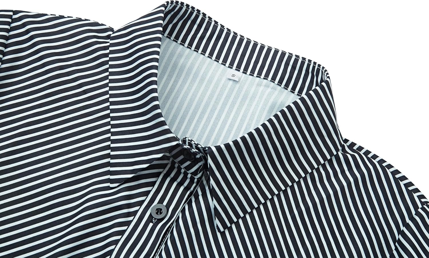 Peplum Tops for Women Tie Front Striped Button Down Shirt Collared Long Sleeve Business Casual Work Office Blouse - Image 3