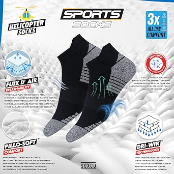 SOXCO 10 Pairs Trainer Socks Men Women Sports Running Ankle Socks, Pack of 10