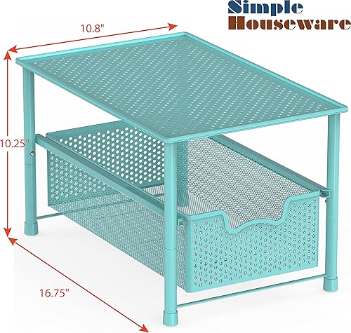 Miniatura 3 de Simple Houseware - Organizador con cajones deslizantes apilables para debajo del fregadero, turquesa.