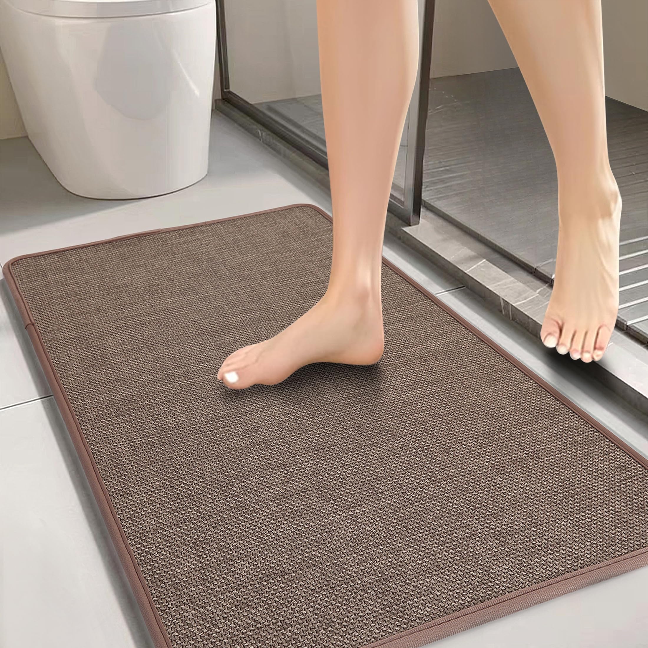 Bathroom Rugs, Bath Mats for Bathroom Non Slip Washable, Quick Dry, Water Absorbing, Fits Under Door, Ultra Thin, Rubber Backing, Low Pile, Cozy Cloth