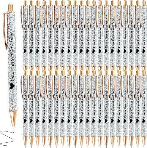 Miniatura 10 de Bolígrafos de purpurina personalizados con nombre impreso, bolígrafo personalizado con barril de metal, retráctil, bonito y elegante, regalos
