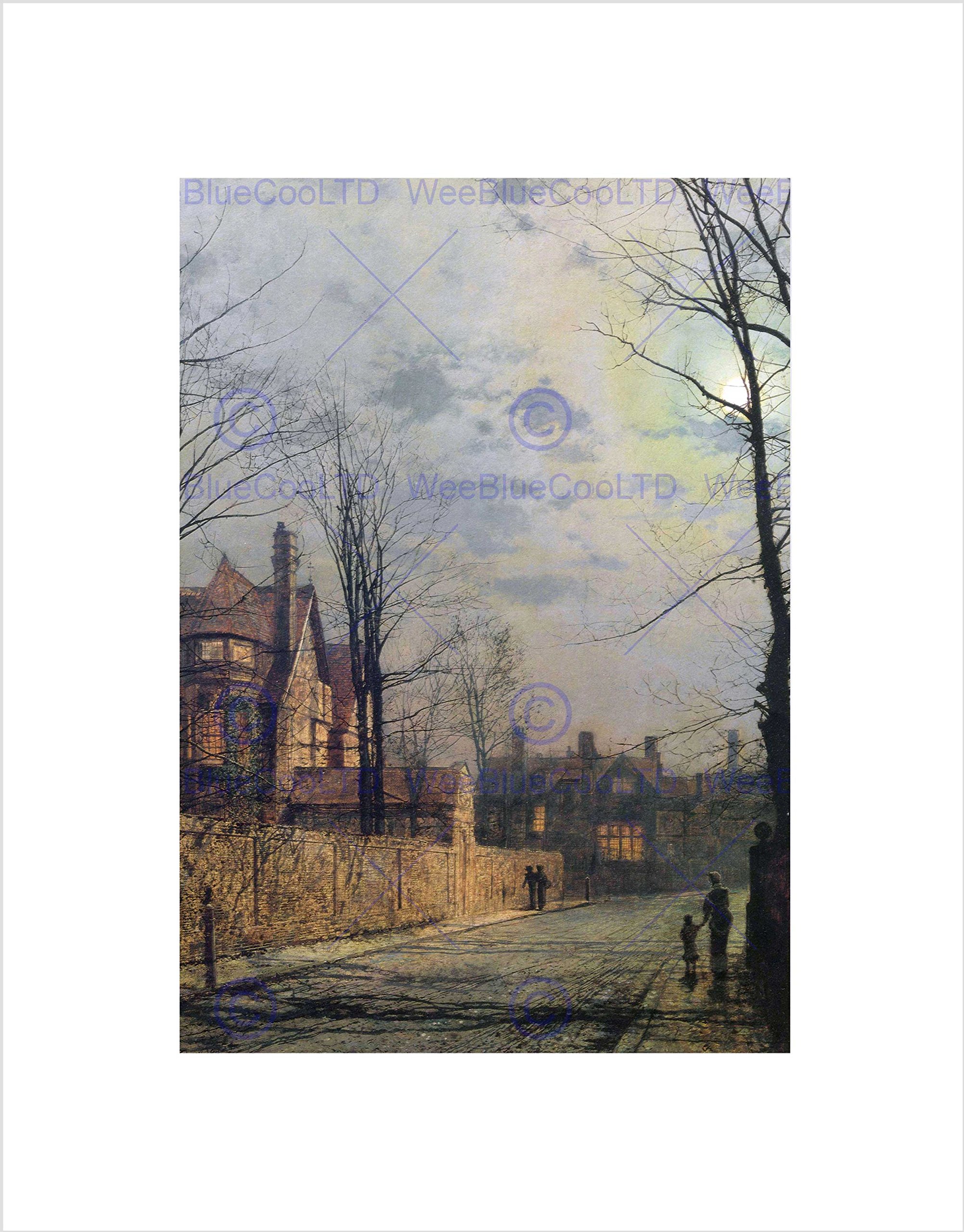 Wee Blue Coo John Atkinson Grimshaw Paintings Moonlit Street Scene Wall Art Print