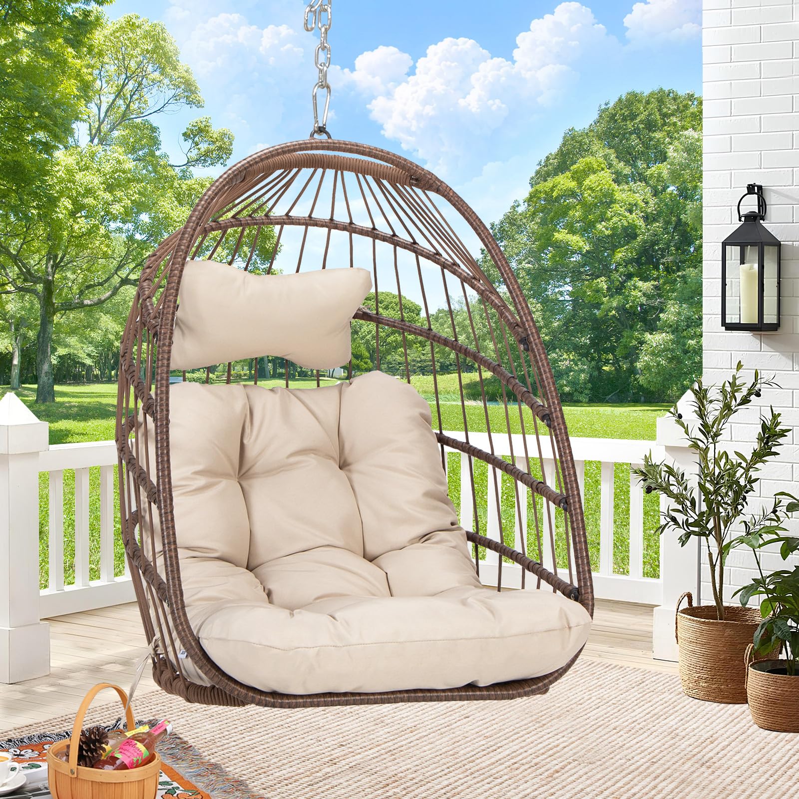 Outdoor Wicker Egg Chairs RADIATA Foldable Egg Chair Rattan - Main Image