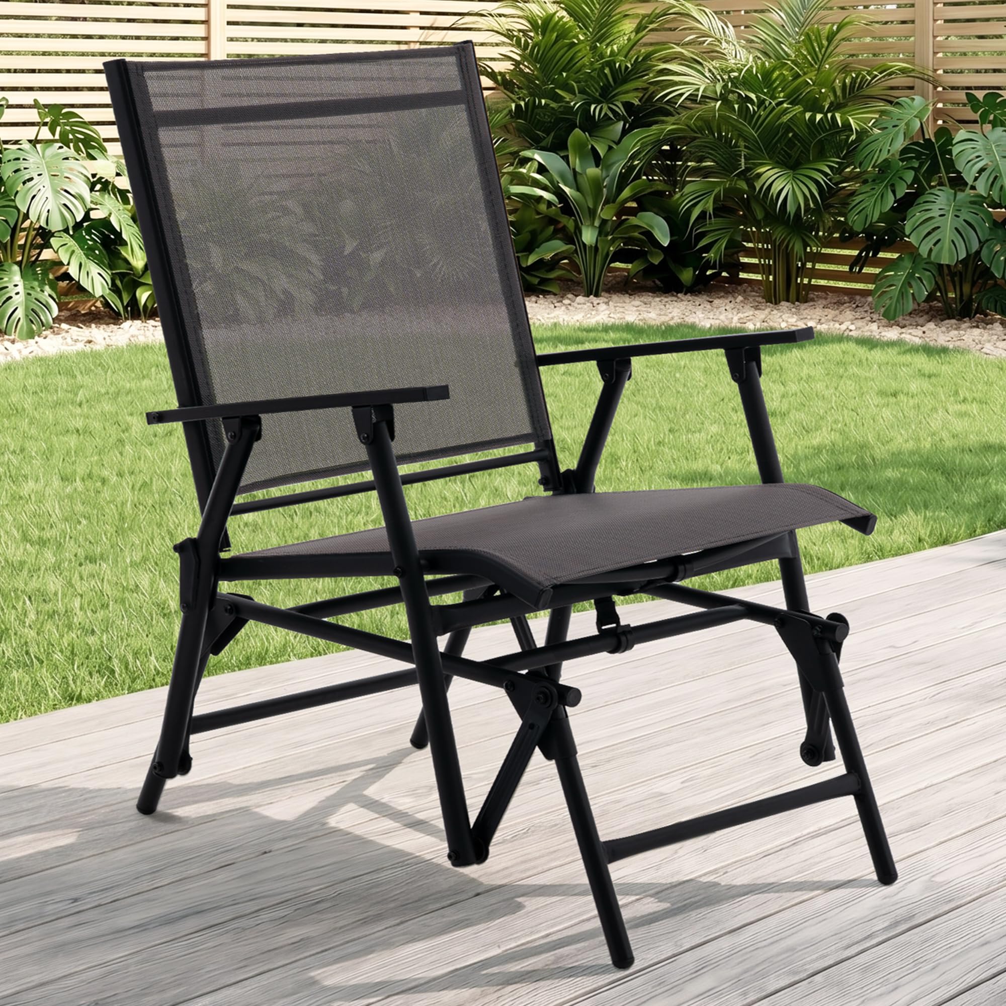Zedachica Outdoor Glider Chair No Assembly Required, Patio Glider with Smooth Rocking, Steel Frame Outdoor Rocking Chair for Garden, Patio, Porch & Balcony(Set of 1, Grey) — image 1