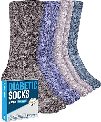 Doctor's Select Calcetines para diabéticos para hombres y mujeres, 4 pares de calcetines de neuropatía, calcetines para diabéticos para hombres