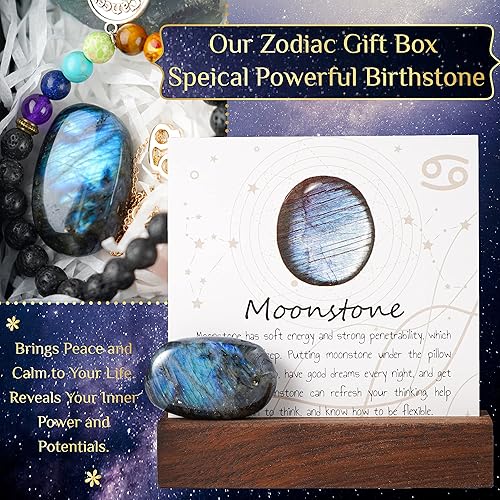 Miniatura 4 de Regalos del zodiaco del cáncer para mujeres, regalos espirituales, regalos de horóscopo con piedra natal del zodiaco y pulsera de chakras, juego de