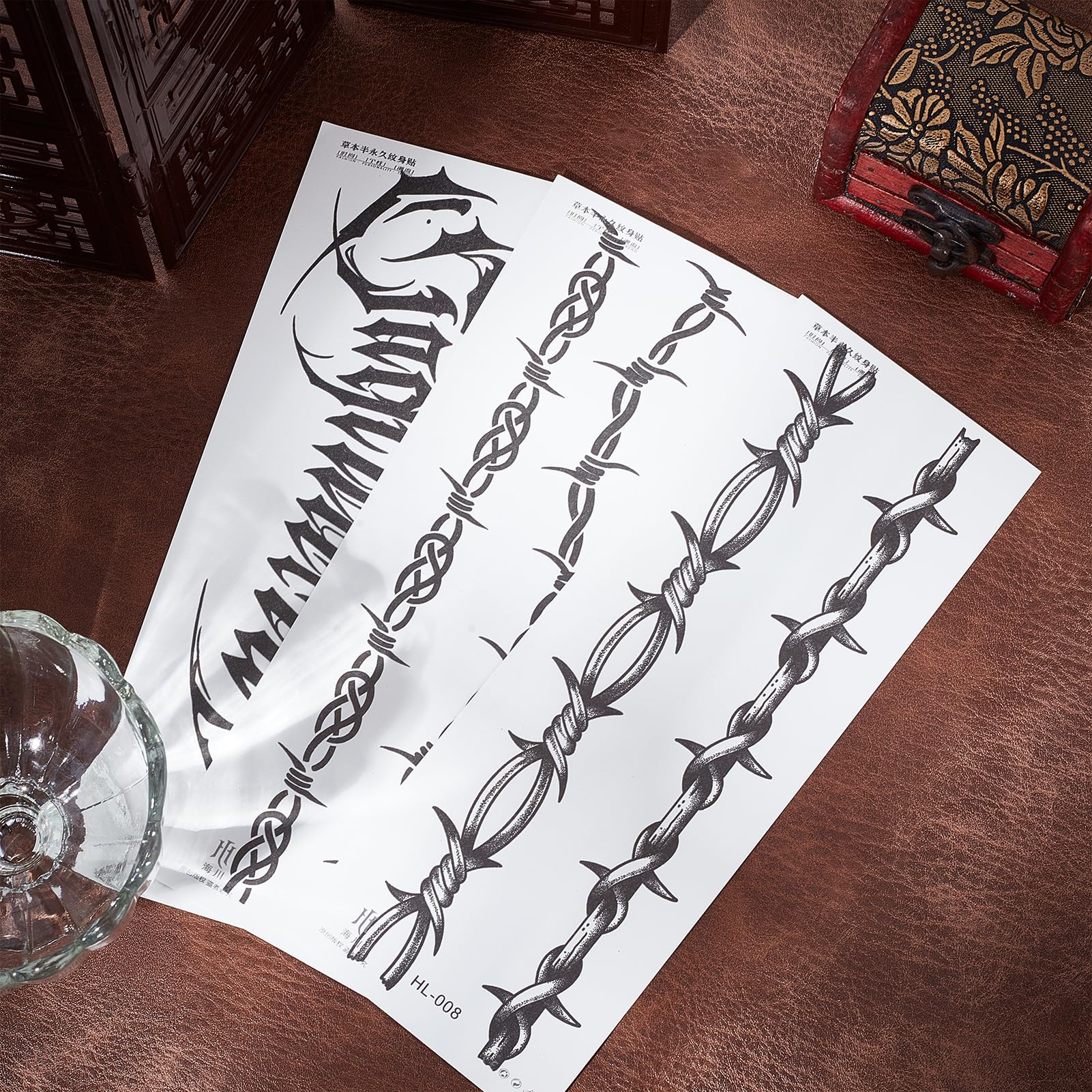 NICENEEDED 10PCS Halloween Face Tattoos Stickers, Barbed Wire Temporary Decor Large Barb Wire Makeup Props - Image 4