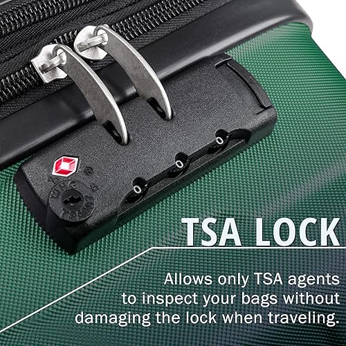 Miniatura 3 de Merax Juego de maletas de 3 piezas 202428, equipaje de mano con cerradura TSA expandible, maleta con ruedas giratorias, 2 piezas-verde