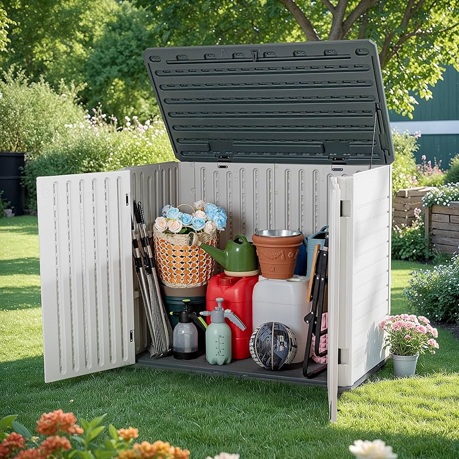 Amazon.com: Greesum Outdoor Horizontal Resin Storage Sheds 34 Cu