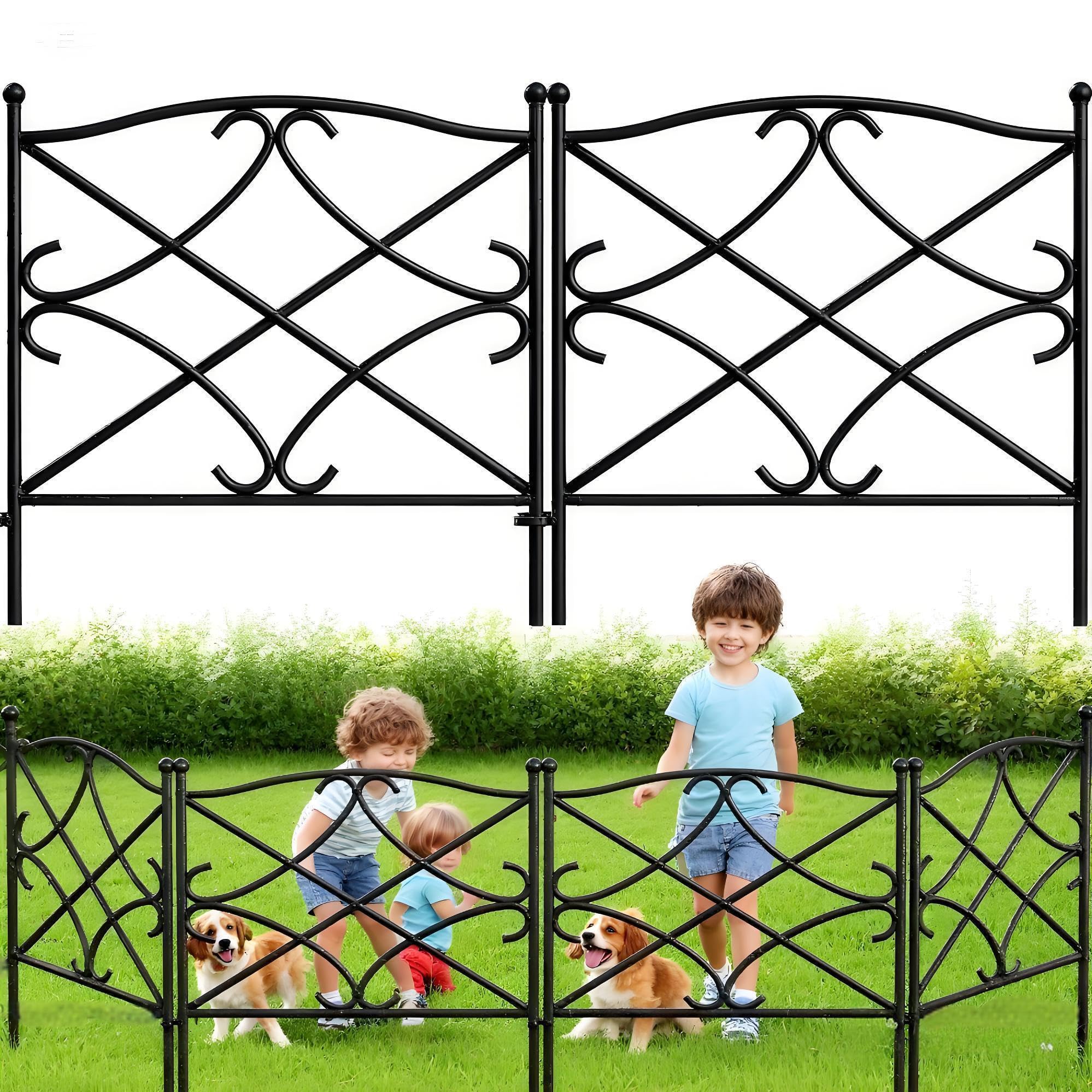 AMAGABELI GARDEN & HOME 5 Panels 32in(H)×10ft(L) Decorative Garden Fences and Borders for Dogs Rustproof Metal No Dig Fence Panels Garden Edging Border for Animal Barrier Flower Beds Yard Patio