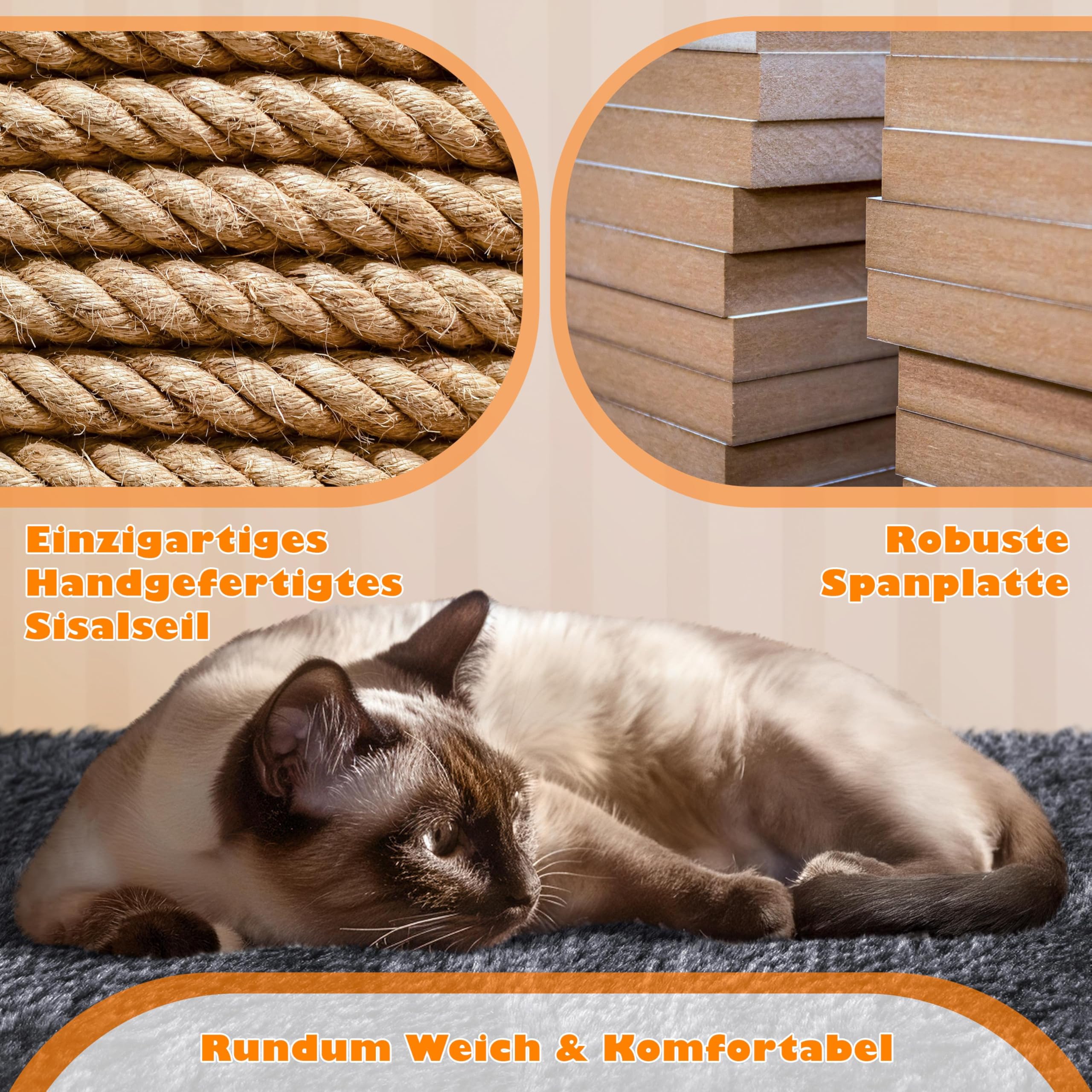 Yaheetech 179 cm Kratzbaum Katzenbaum mit Hängematte & Spielseil dunkelgrau | FSC-zertifizierte Spanplatten | Mehrstöckiger Kratzbaum für große Katzen | mit Kippsicherung | mit 5 Kratzsäulen & 2 Höhlen