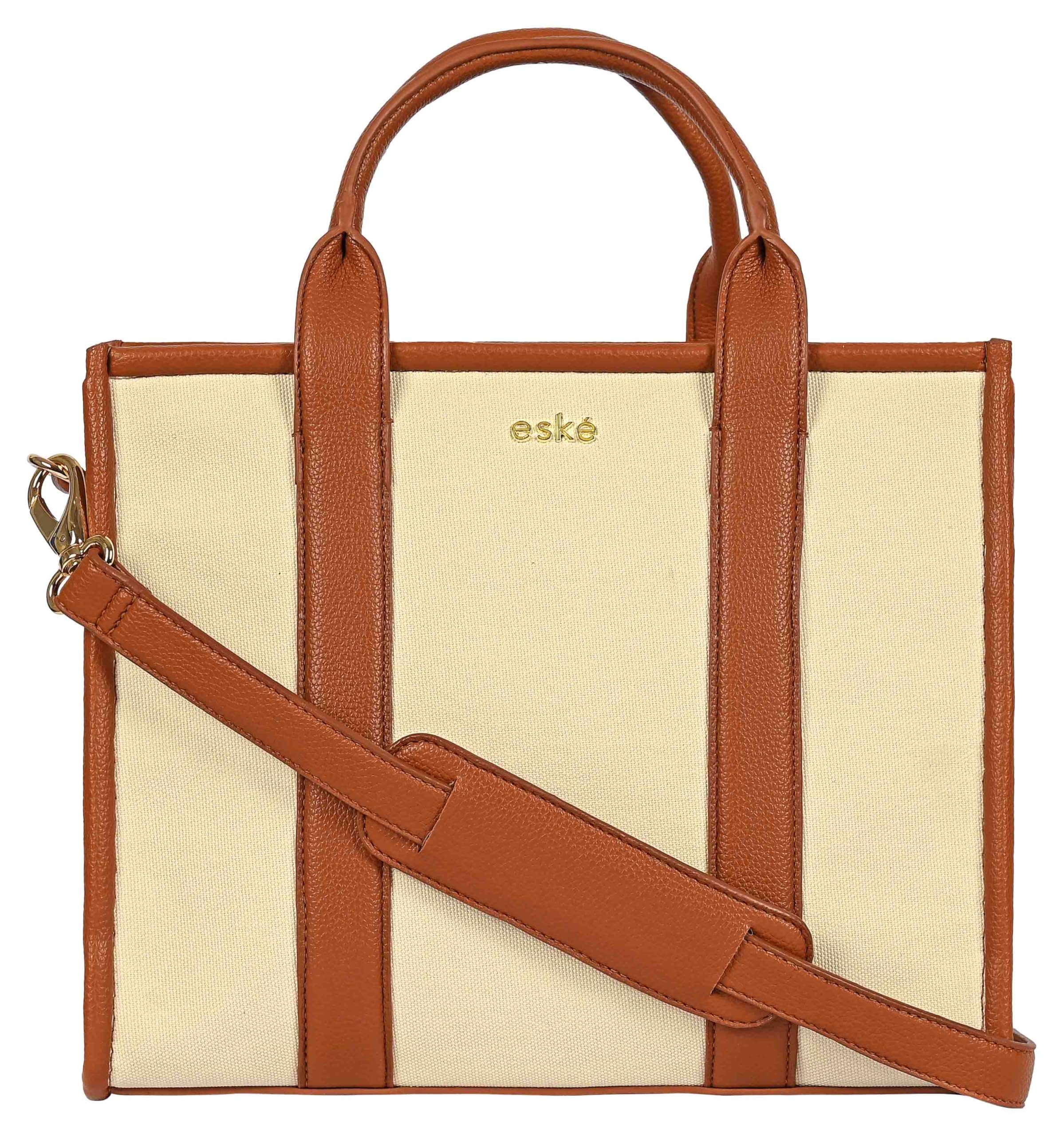 eske Trifine Vegan Leather Tote Bag for Women - Ladies Shoulder Bag - Spacious Compartments - Work and Travel Bag - Durable - Water Resistant - Adjustable Strap (B0D9MF2WCD) Amazon Price History, Amazon Price Tracker