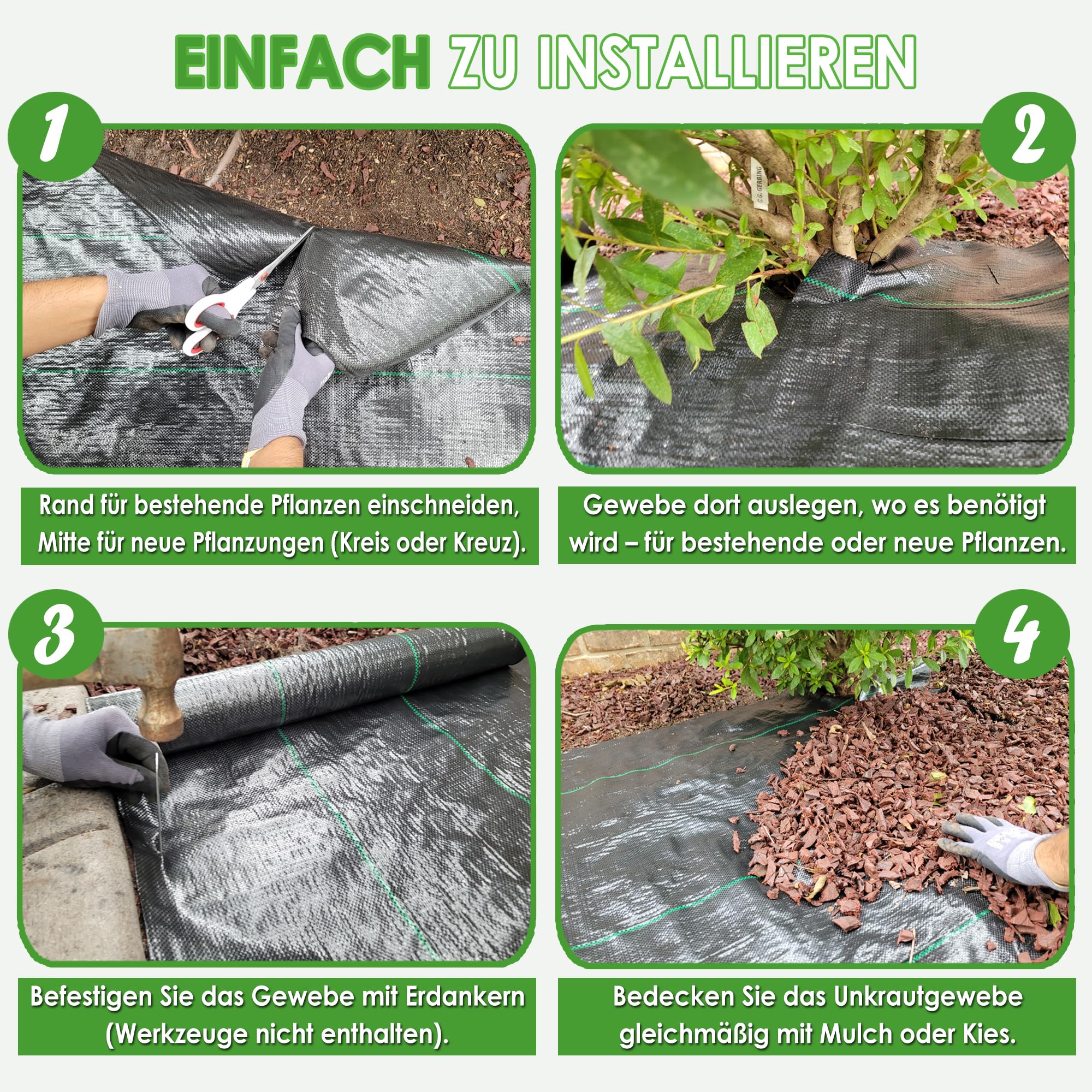 Extra Starkes Unkrautvlies aus Gewebe für Garten, Landschaftsbau