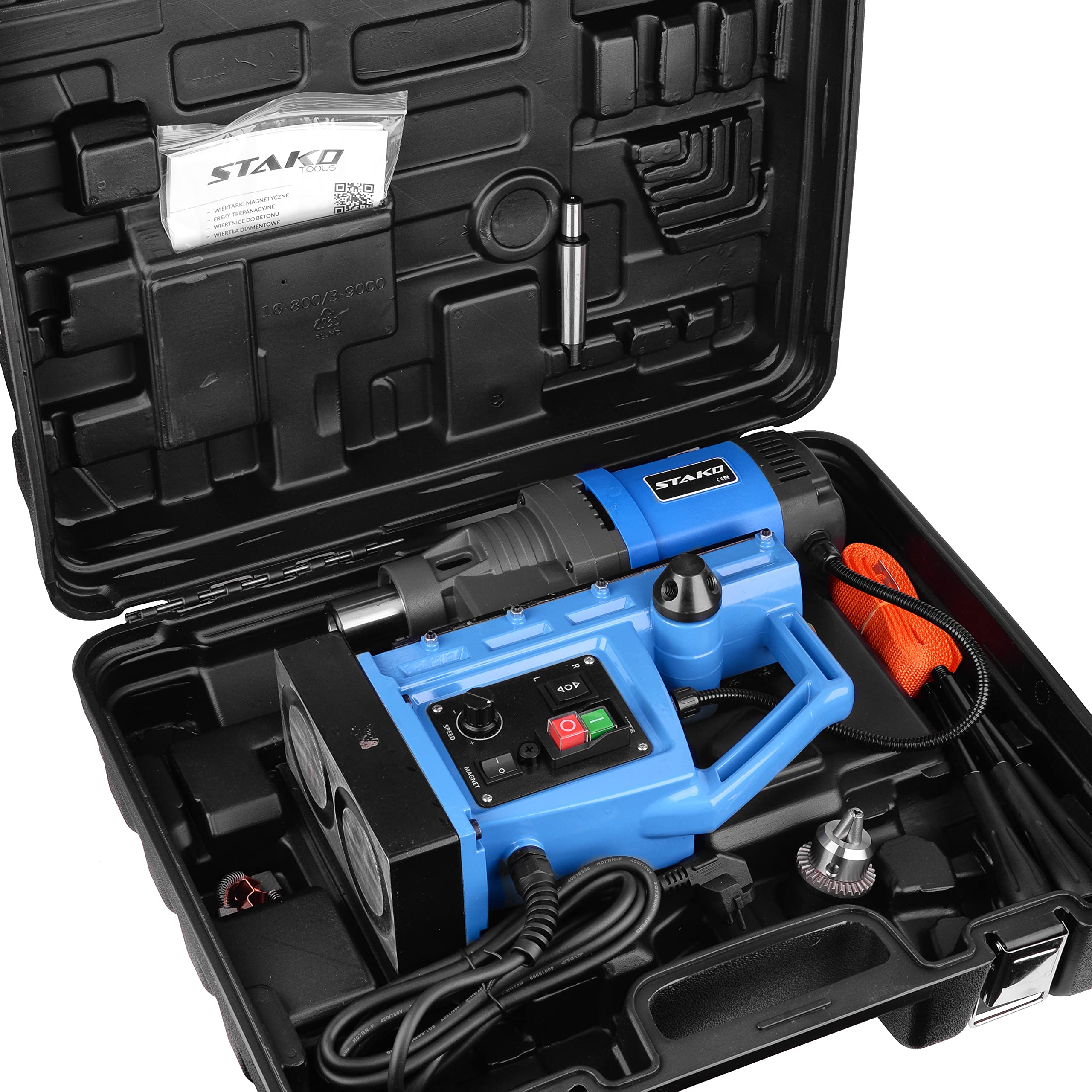 STAKO SCY-2800RE Max Ø80 millimètre Perceuse Magnétique 2050W avec Mallette - 17 kg - Force Magnétique 17000 N - Carotteuse Portable pour Travail des Métaux - Set 2