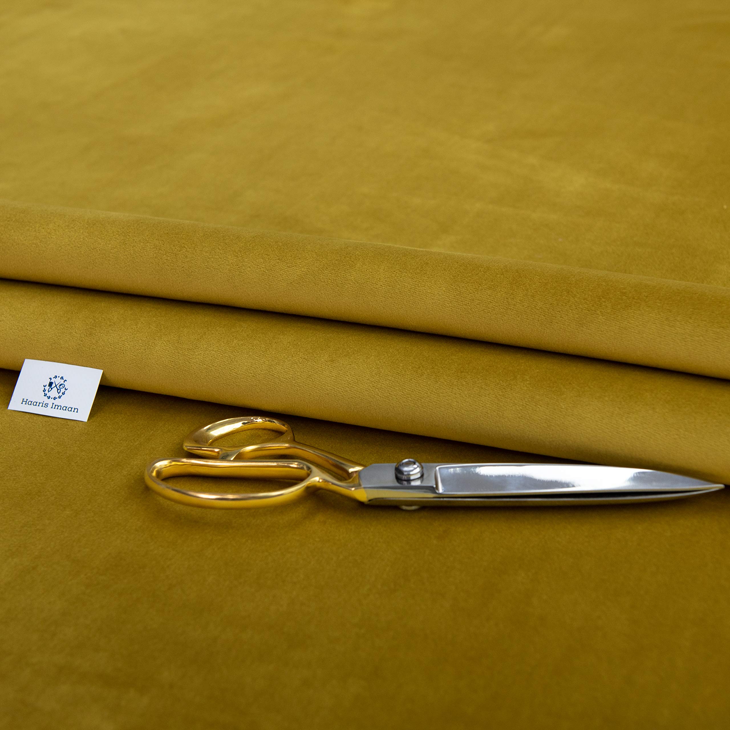 Haaris Imaan Soft Touch Velvet Upholstery Fabric | Velvet Material for Indoor Furnishing | Soft Fabric for Sofa, Armchairs, Cushions | Sold by The Meter (Tumeric)