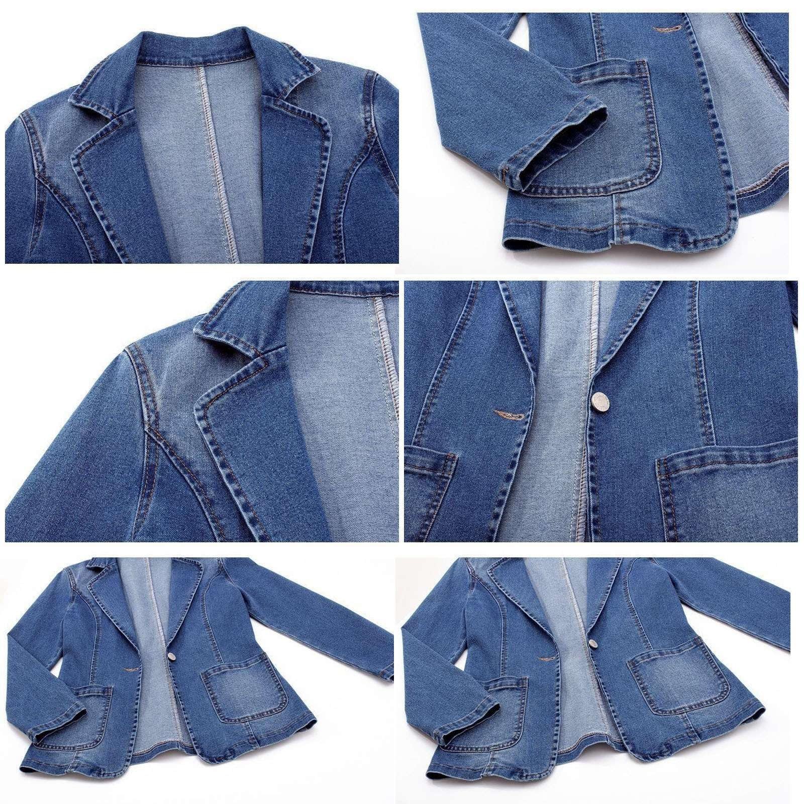 Chaqueta Mujer Invierno Chaqueta vaquera manga larga mujer abrigo informal diario desplazamientos corte ajustado botones frontales abiertos