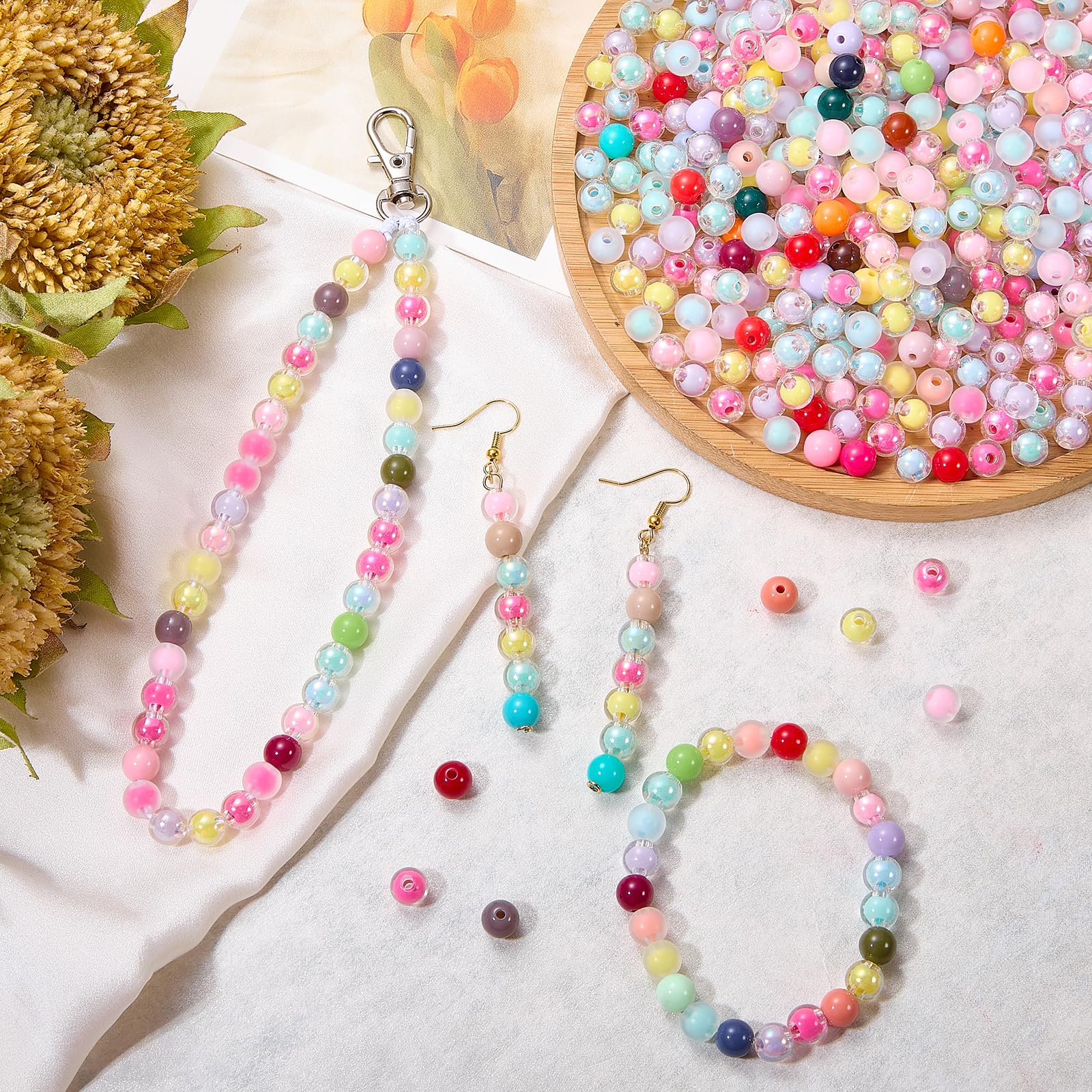 BEEFLYING 500 Pz Perline Acriliche da 75 mm Per La Creazione di Gioielli Perline Rotonde Trasparenti Colorate A Forma di Caramella Per Braccialetti Fai da Te Collane Portachiavi Ciondoli Per Cellulare