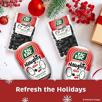 Tic Tac Naughty or Nice Lumps Of Coal Sour Cherry Mints, Stocking Stuffer, 12 Pack, 0.84 oz