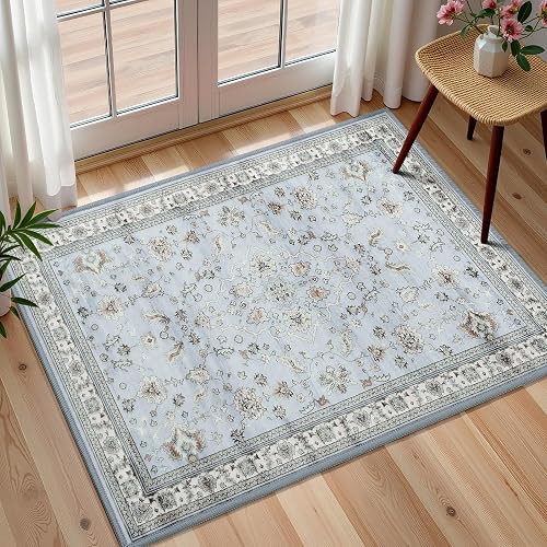 Flagover Light Blue 2x3 Washable Boho Entryway Rug