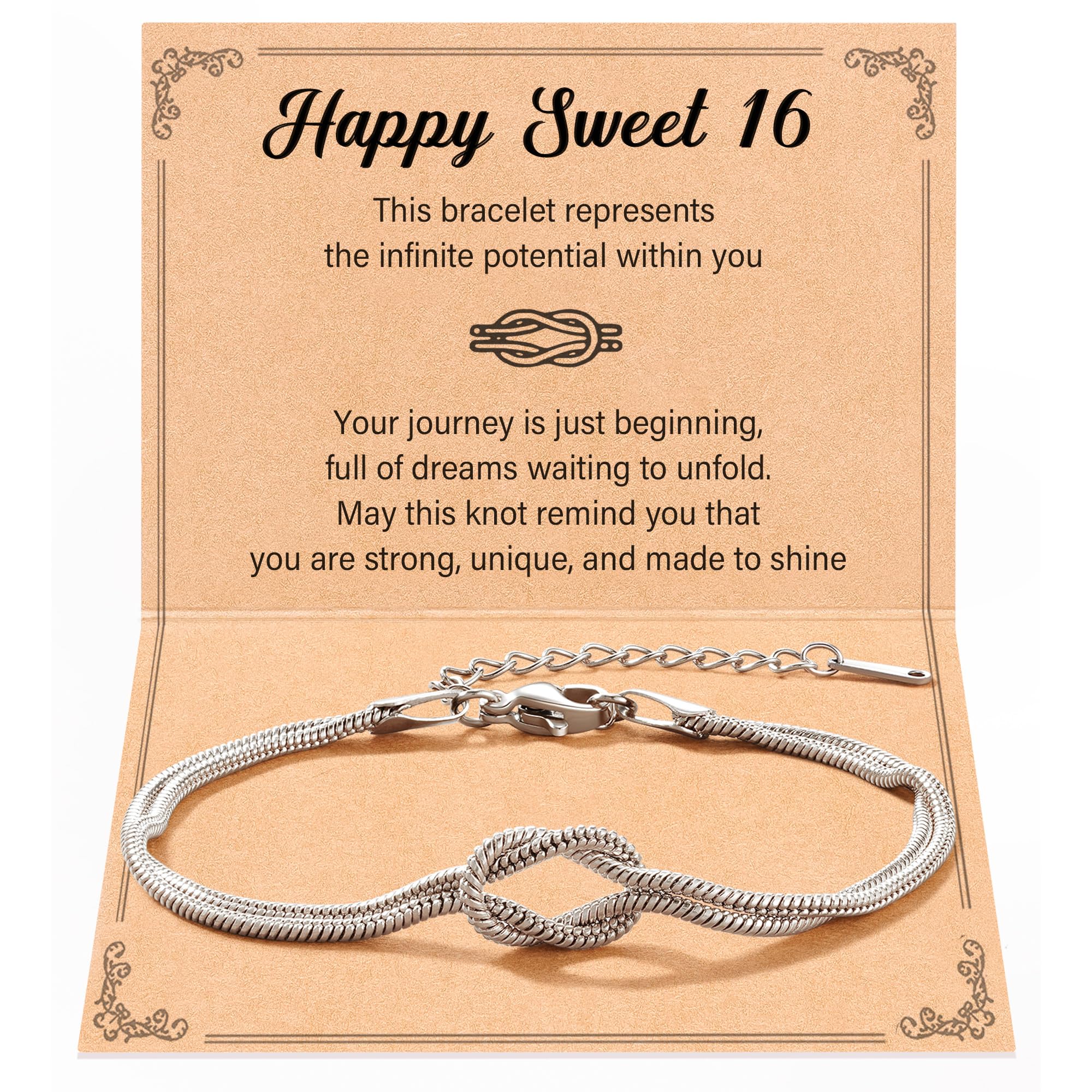 Tarsus Love Knot Bracelet Birthday Jewelry, 16th/18th/21st/30th/40th/50th Birthday Gifts for Women Her Girls Female