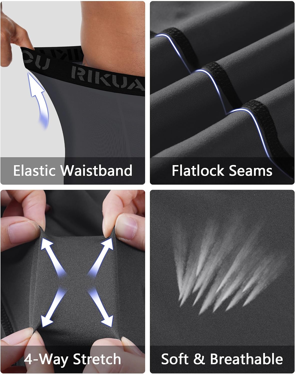 3 Pack Men's Compression Pants, Athletic Leggings Base Layer, Cool Dry Workout Tights for Running Sports Gym - Image 3