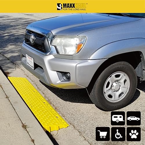 Miniatura 5 de MAXXHAUL 50707 Juego de rampas de umbral de plástico entrelazadas portátiles (amarillo) para muelle de carga, entrada, acera para scooter, silla de