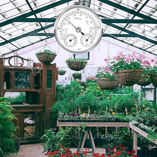 Miniatura 7 de Termómetro barómetro para exteriores, higrómetro, estación meteorológica de 5 pulgadas, pared de casa, barco de pesca, habitación de bebé, oficina